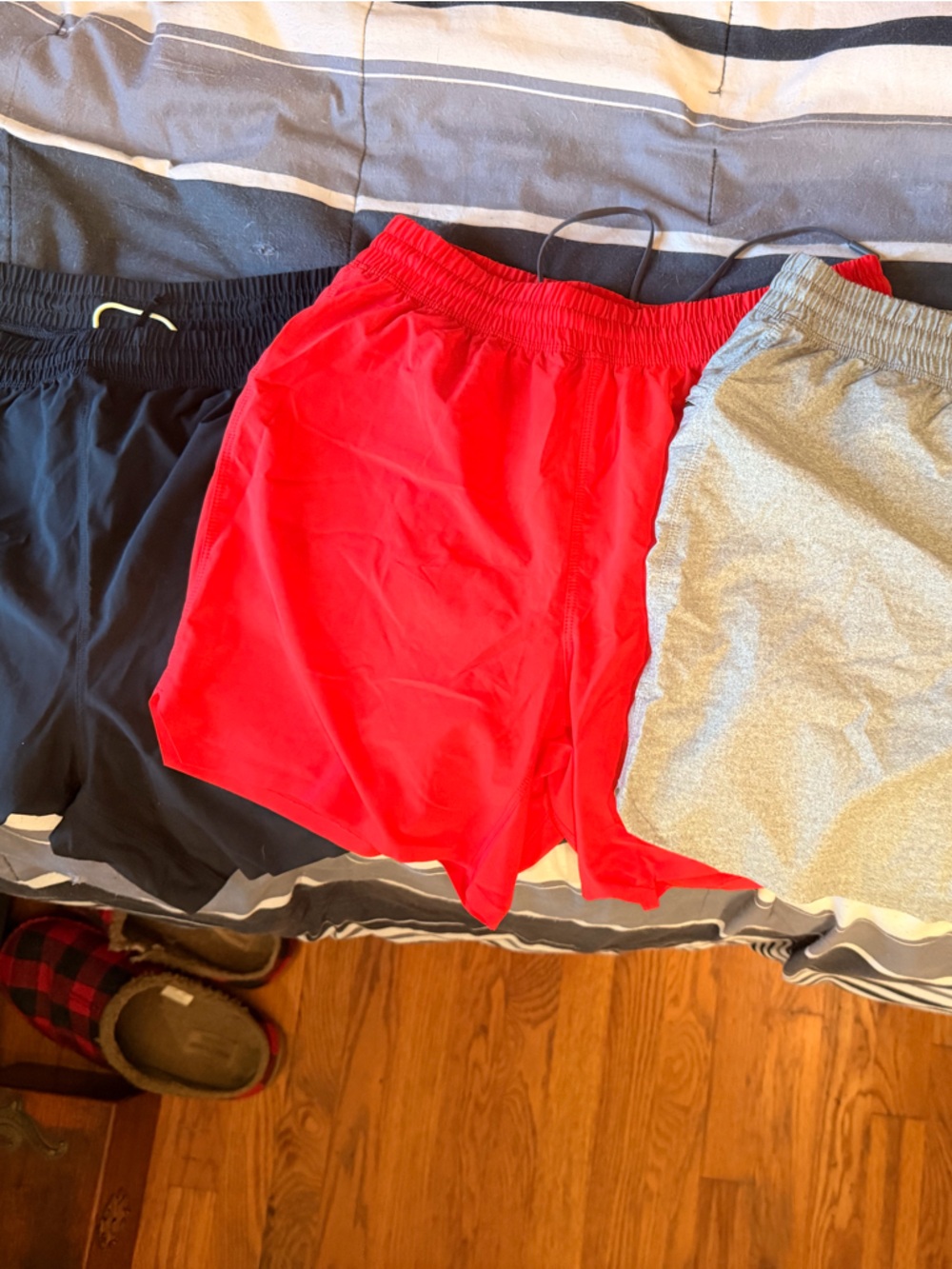 Men's Athletic Running Shorts Pack - Gray, Red, Black Set of 3 Great Condition